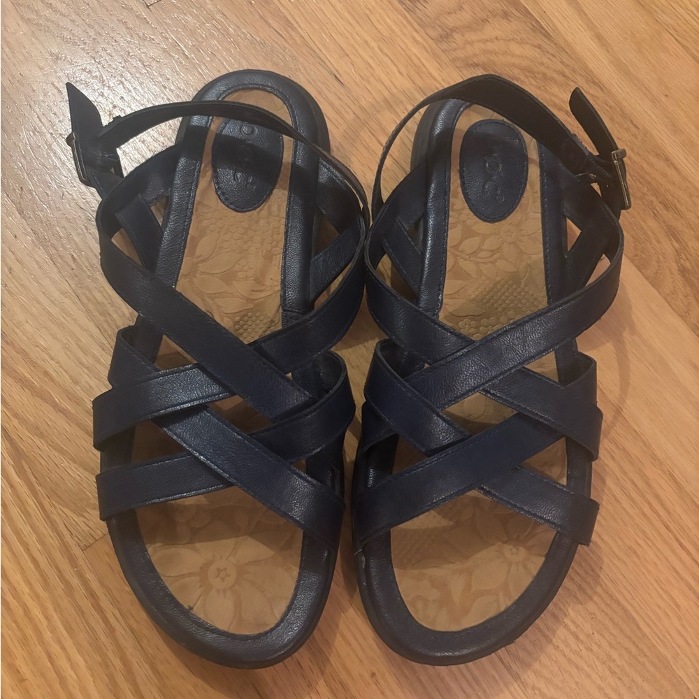 B.O.C. Women’s Slingback Faux Leather Navy Strappy Sandals Size 9 Buckle